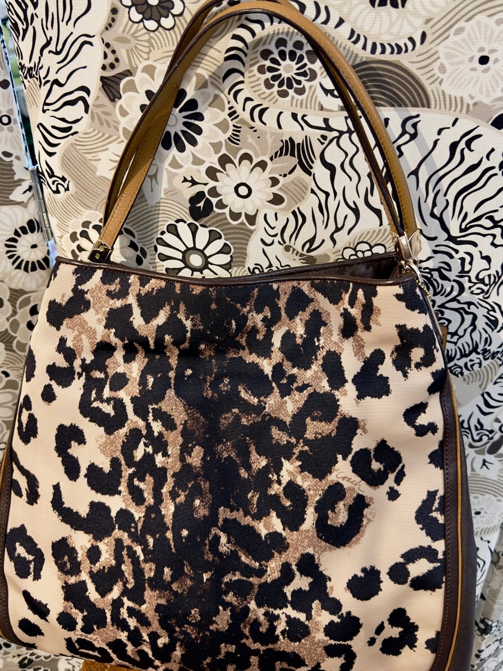 Coach Leopard-Print Shoulder Bag in Beige, Brown and Black
